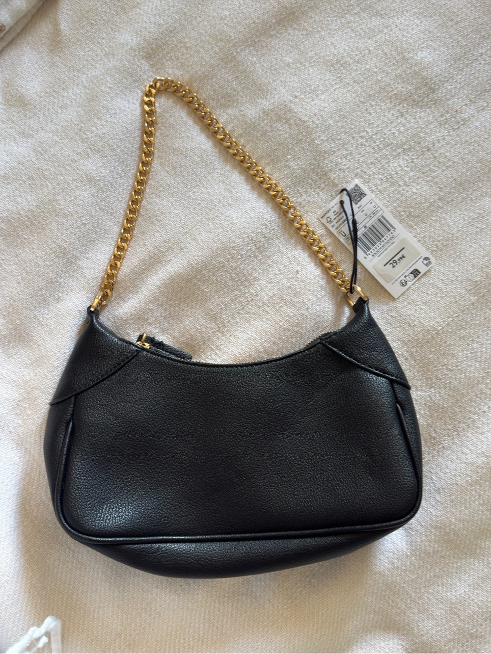 Mango Black Shoulder Bag with Gold Chain Strap and crossbody strap